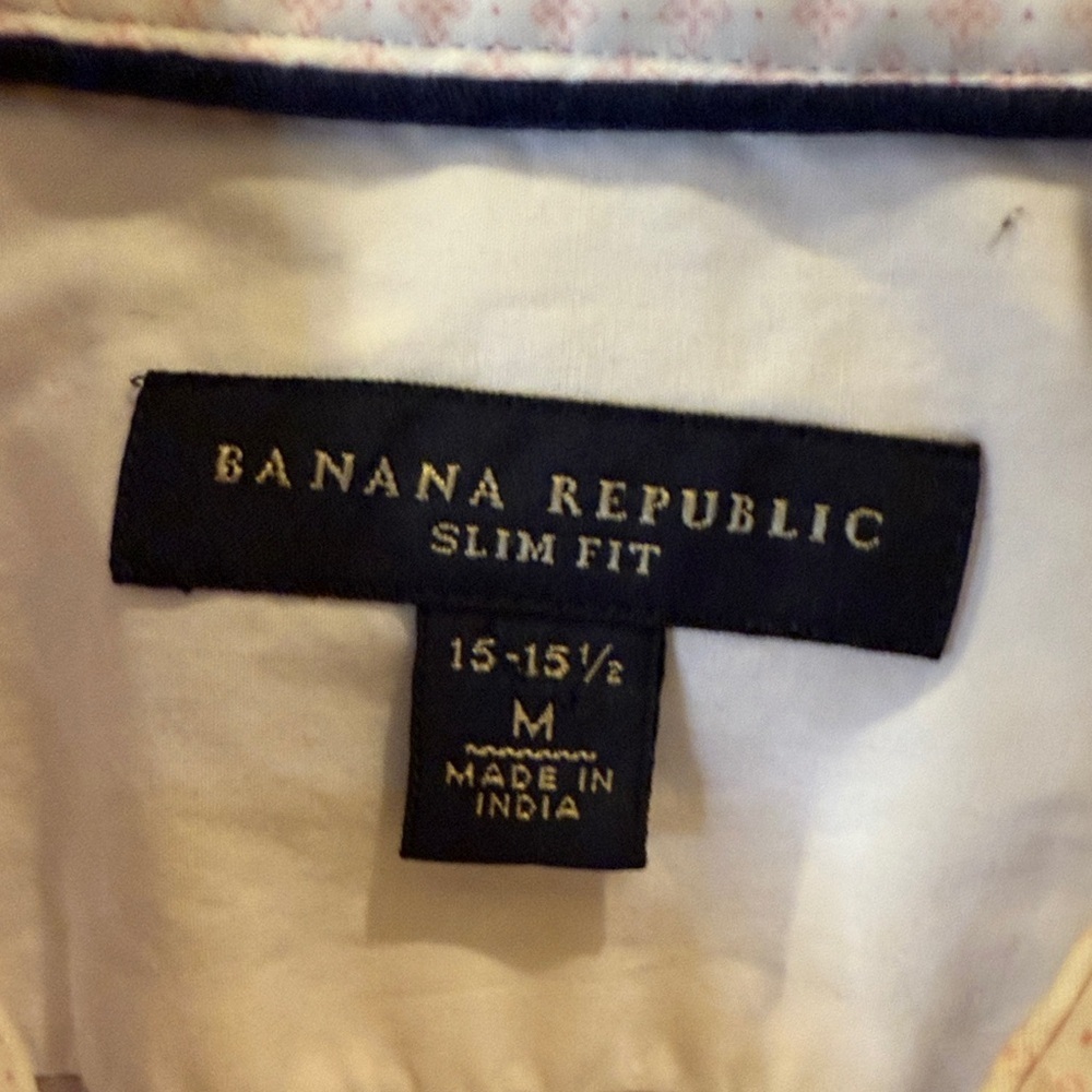 Banana Republic Light Cream Casual Button-Down Shirt size 15/15.5 - Picture 2 of 7